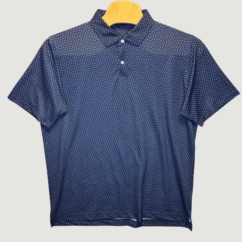 1980‎ | FootJoy Performance Dot Print Golf Polo Navy Blue Mens 2XL